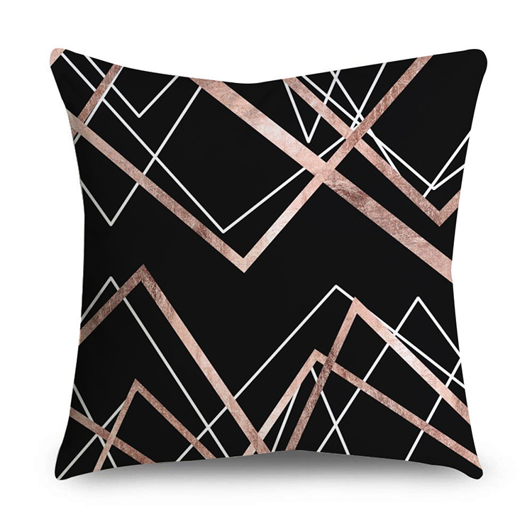 Rose Gold Polyester Pillow Cover Black Gold Element Cushion Throw Pillowcase - Image 7