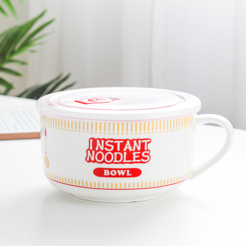 Japanese Creative Ceramic Instant Noodle Bowl With Lid - Image 2