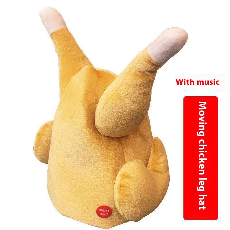 Movable Chicken Leg Sand Carving Electric Funny Plush Halloween Hat Headwear