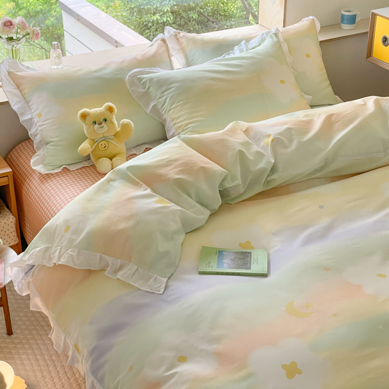 Small Floral Cotton Four-piece Bed Princess Style - Image 10
