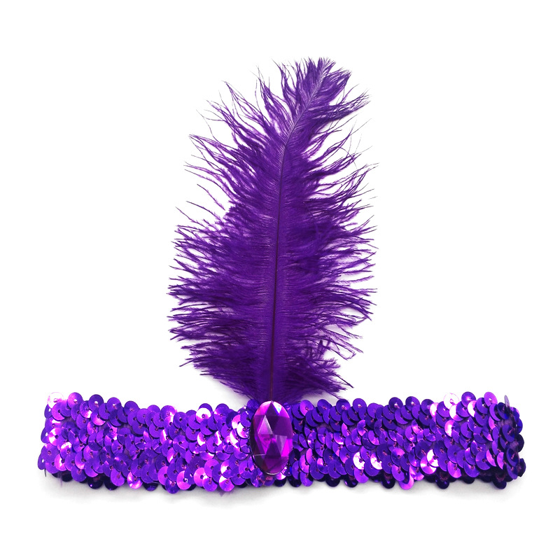 Ostrich Hair Sequined Diamonds Headband - Image 4