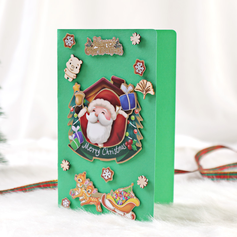 DIY Greeting Card Christmas Creative Handmade Cute Cartoon Message - Image 4