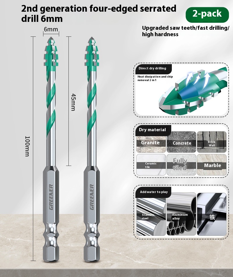 Four-blade Serrated Eccentric Bit Tile Concrete Punching Special - Image 24