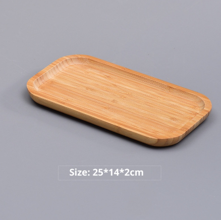 Japanese-style Bamboo Wooden Tray Rectangle Round Cake Pizza Tea Plate - Image 2