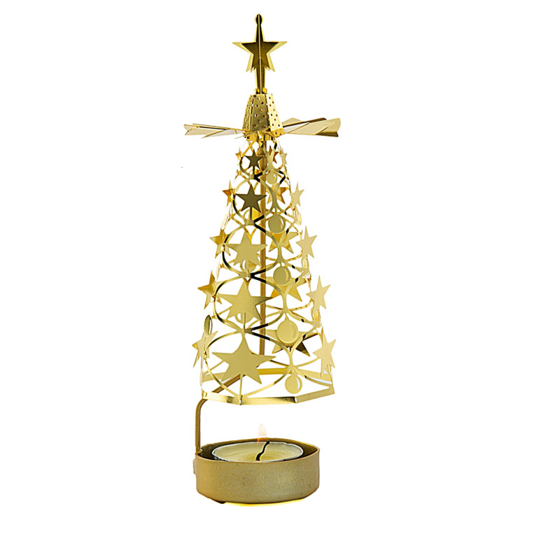 Creative Romantic Candlestick Rotating Metal Revolving Scenic Lantern Nordic Style Atmosphere Aromatherapy Candlelight Dinner