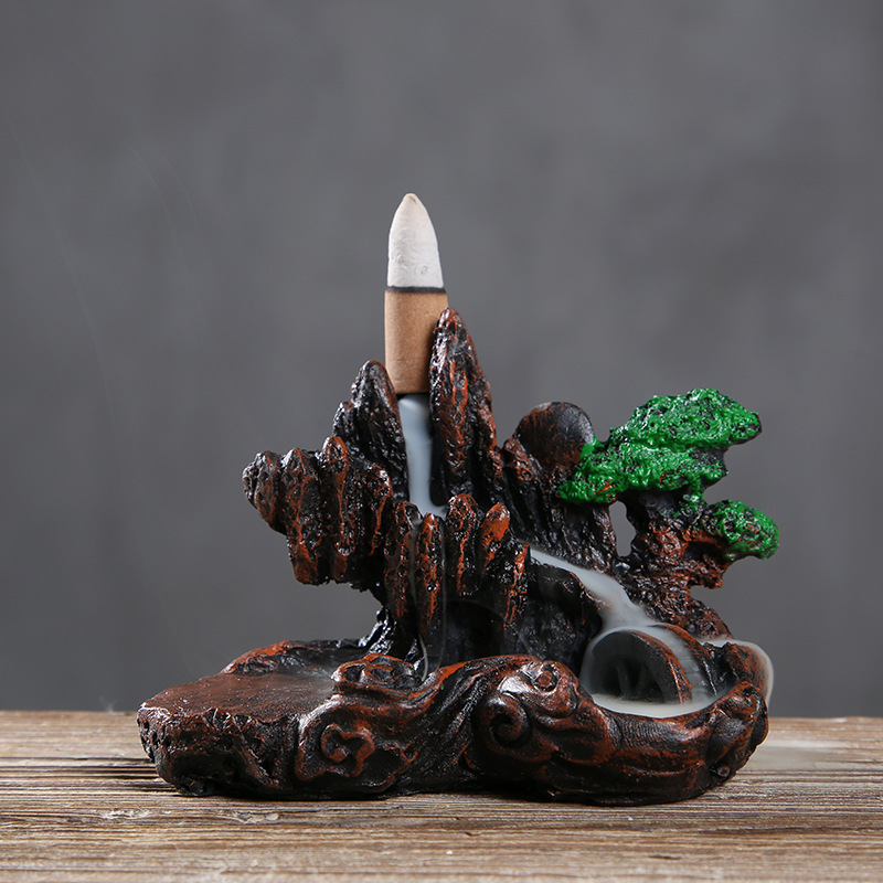 Resin High Mountain Flowing Water Backflow Incense Burner To Watch Flowing Cloud Sandalwood Creative Rockery Incense Burner - Image 7