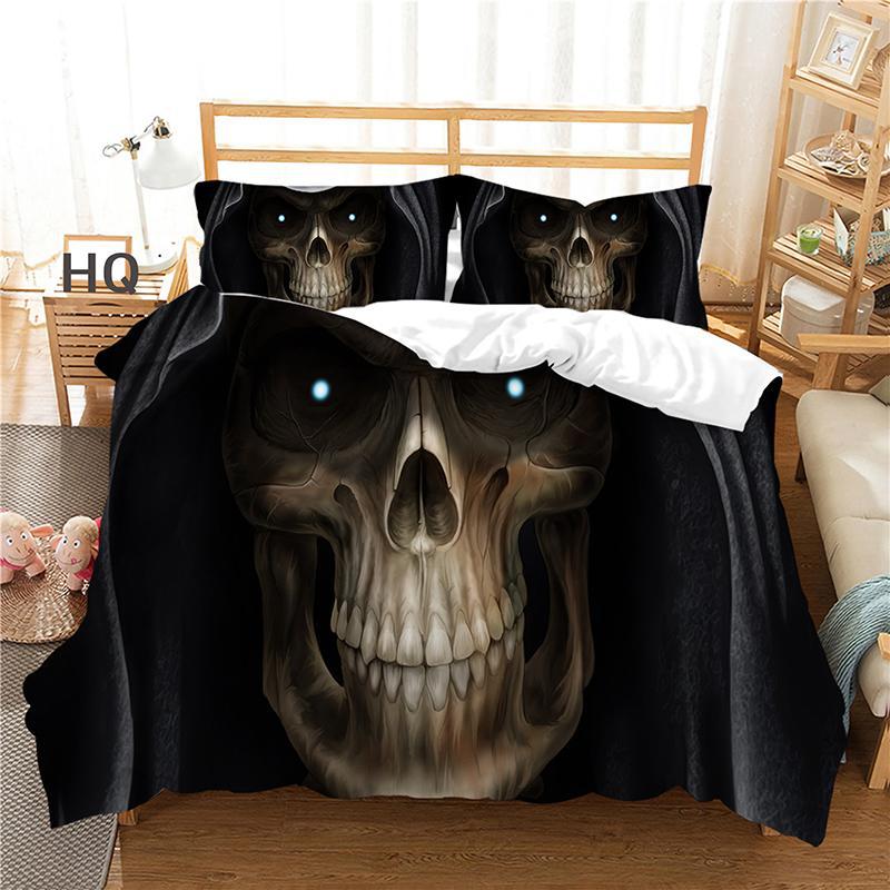 3D Digital Print Three Or Four-Piece Skull Pillowcase And Duvet Cover Set - Image 4