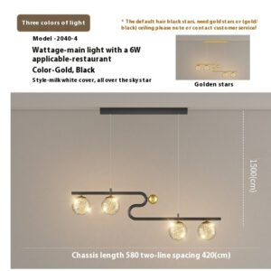 Simple Modern Creative Rectangle Dining Table Starry Chandelier