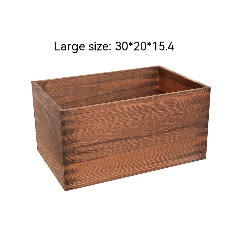 Wooden Storage Box Uncovered Retro Rectangular Sundries Cosmetic - Image 4