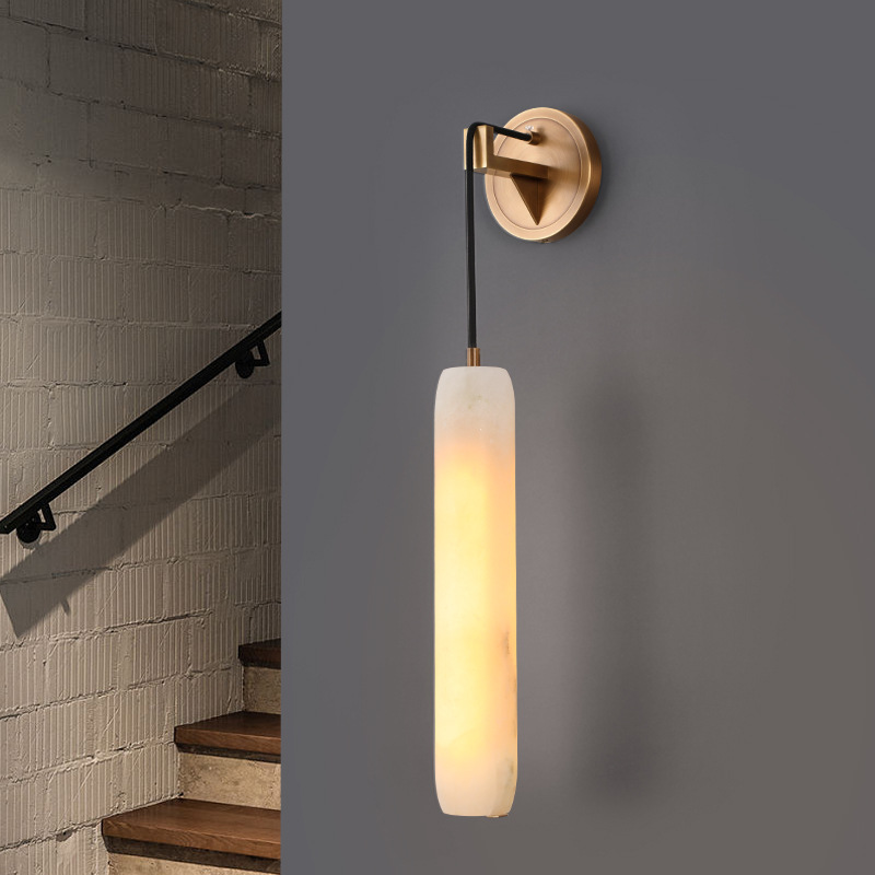 Natural Marble Bedroom Simple Soft Long Strip Suspension Wire Copper Small Droplight