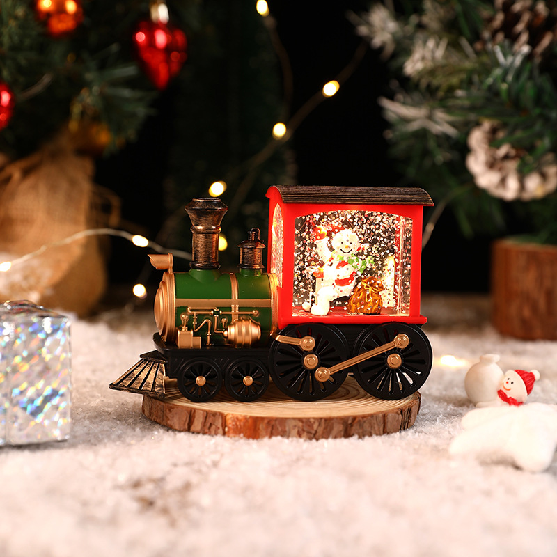 New Christmas Decoration Santa Claus Water Injection Brush Gold Train Decoration Small Night Lamp Christmas Gift - Image 2
