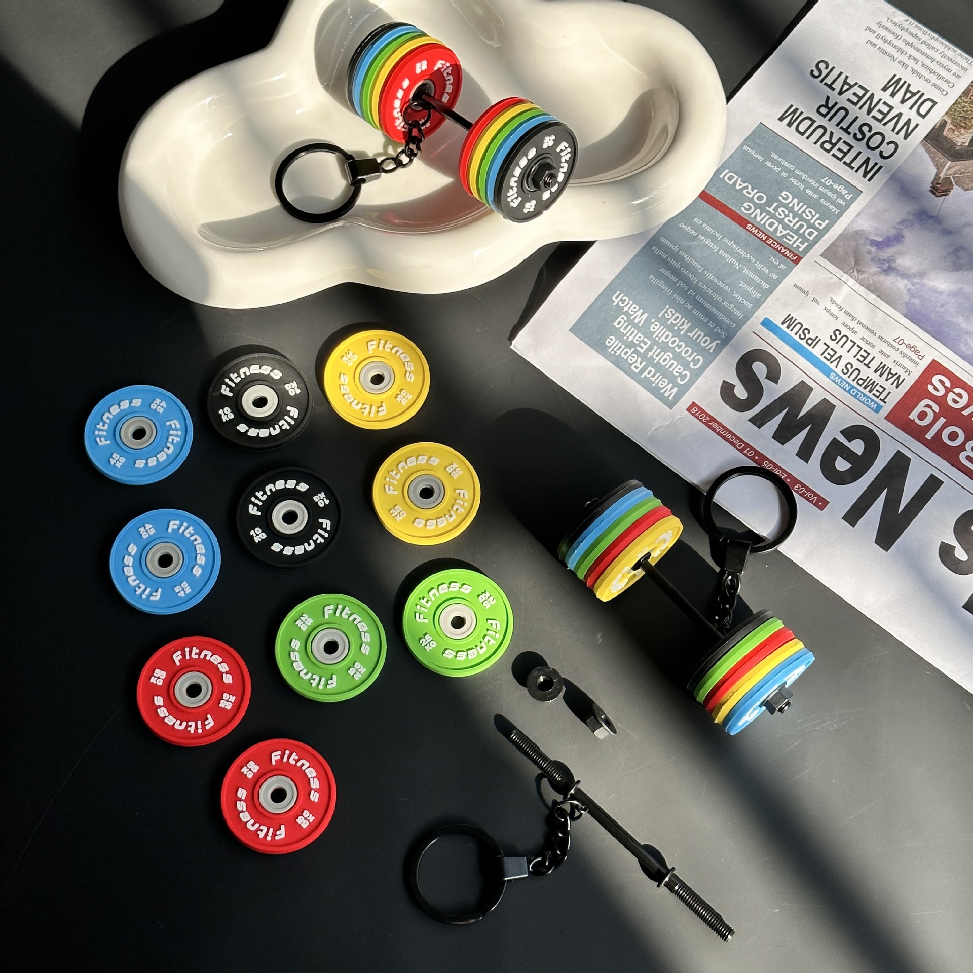 Removable Mini Big Barbell Fitness Series Thickened Keychain