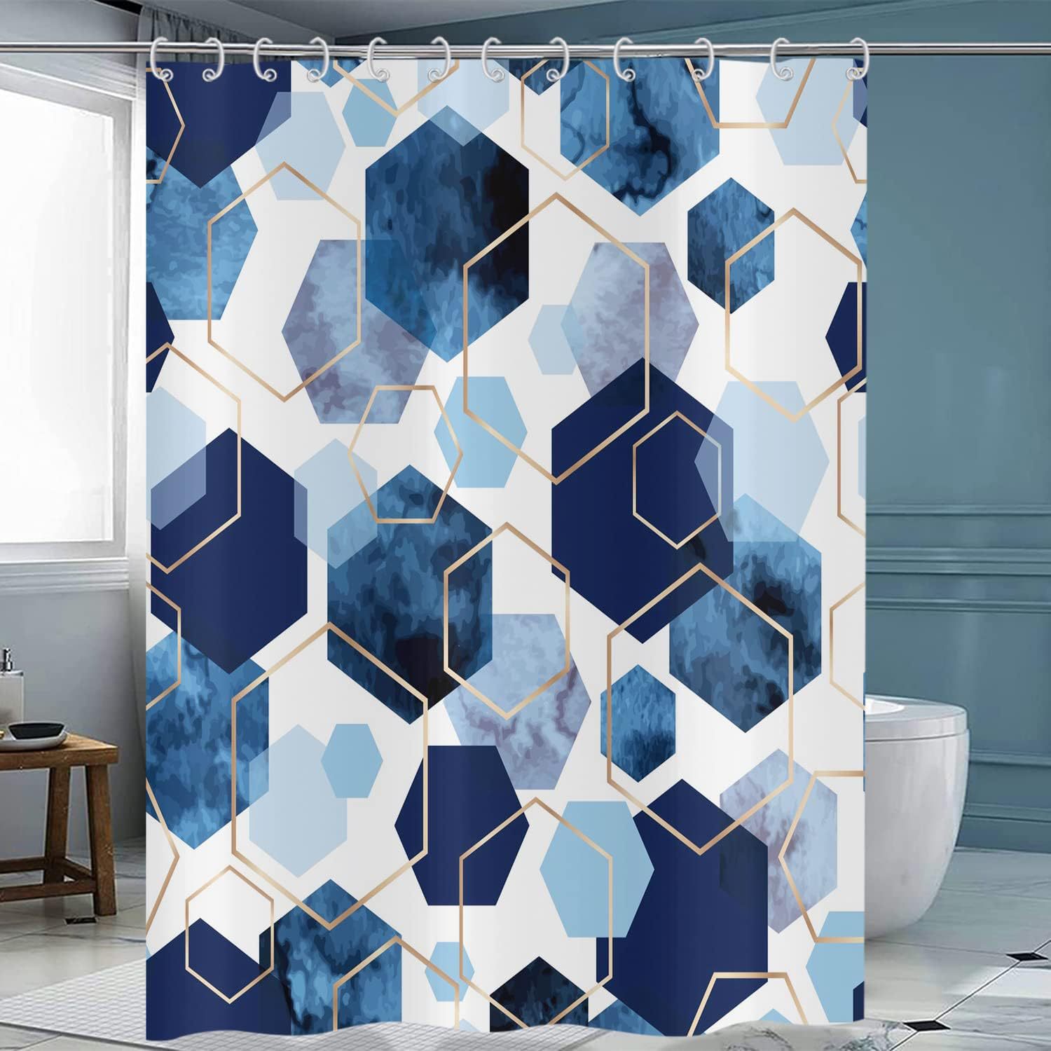 Blue Shower Curtain Abstract Geometric Modern