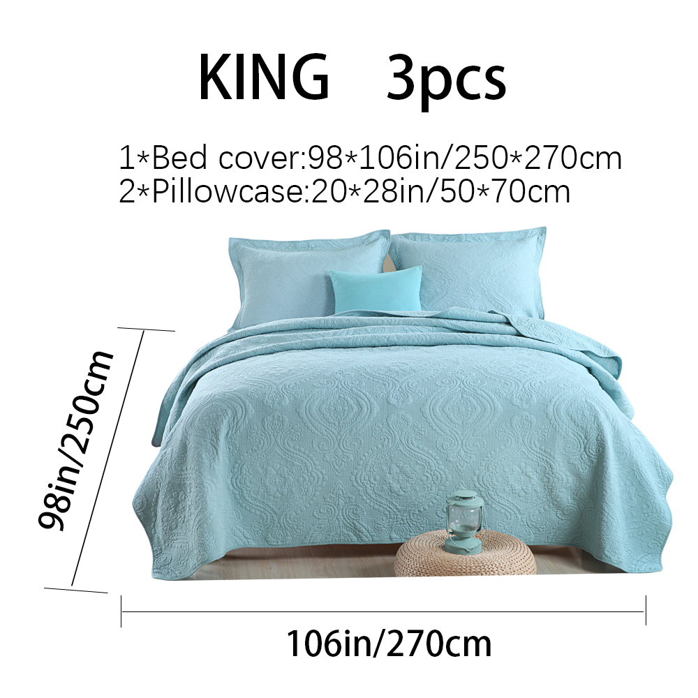 3-Piece Damascus Quilted Bedspread Set Embossed Quilting Cotton Filled Reversible Coverlet Skin-Friendly Soft Breathable Non-Slip Anti-Wrinkle No Static Electricity All-Season Lightweight Bedding - Image 4