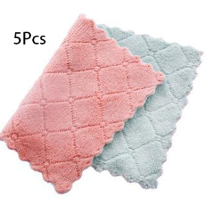 Printed Two-color Double-sided Absorbent Dish Cloth Non-stick Oil Hand Towel Thickening Wipe Tablecloth Kitchen Rag