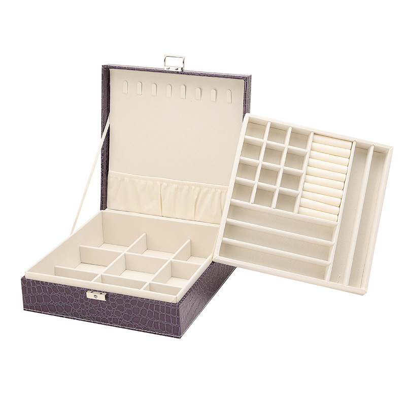 Fashion Leather Double Layer Jewelry Storage Box - Image 2