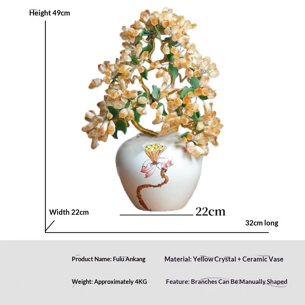Natural Citrine Fortune Tree Wealth-Attracting Ornament For Wealthy Individuals