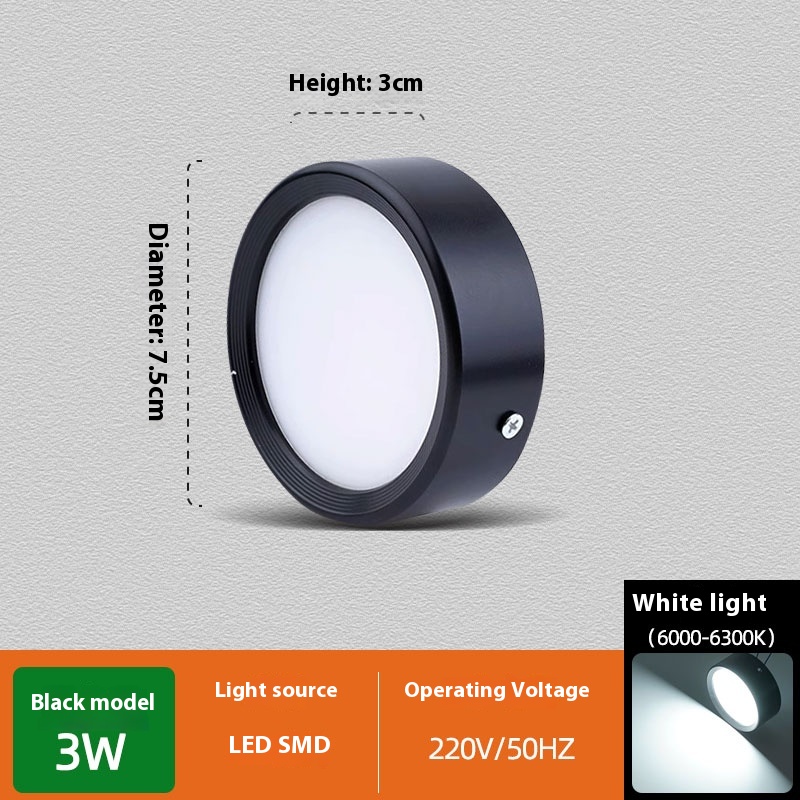 Non Perforated Ceiling Mounted Black Diffuse Hallway Ceiling Light