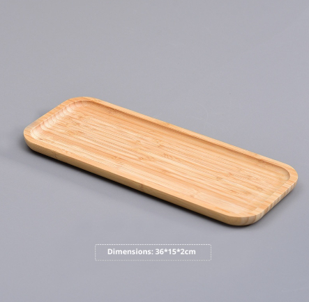 Japanese-style Bamboo Wooden Tray Rectangle Round Cake Pizza Tea Plate - Image 4