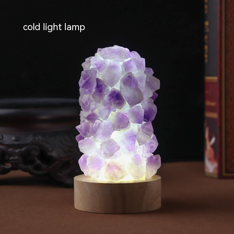 Natural Amethyst Vug Tooth Flower Mini Night Light Usb Plug-in