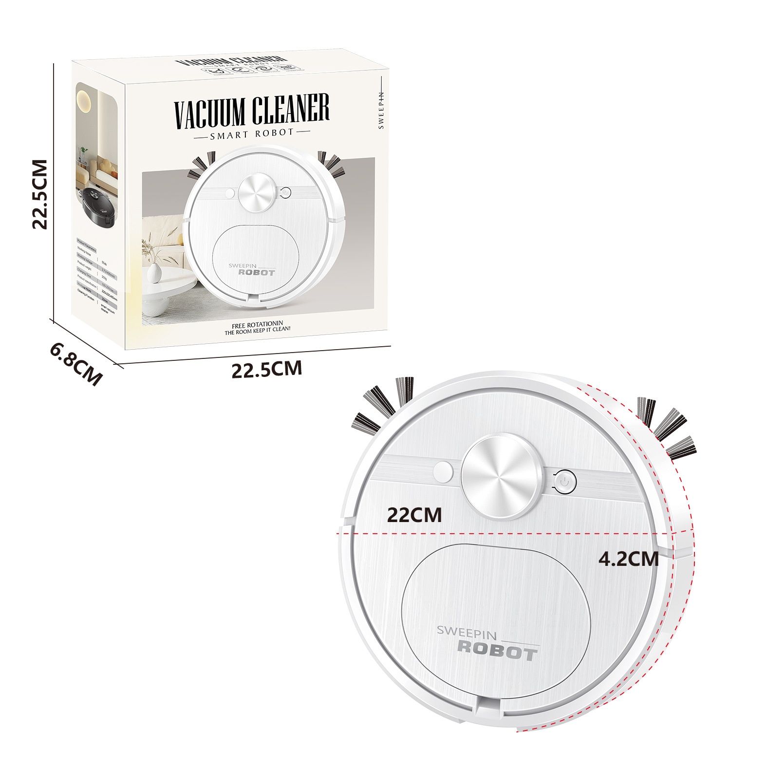 Three-in-one USB Charging Automatic Home Intelligence Cleaner