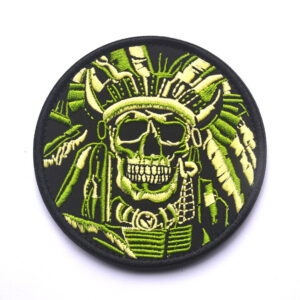 Minimally Designed Death Skull Embroidered Badge Velcro