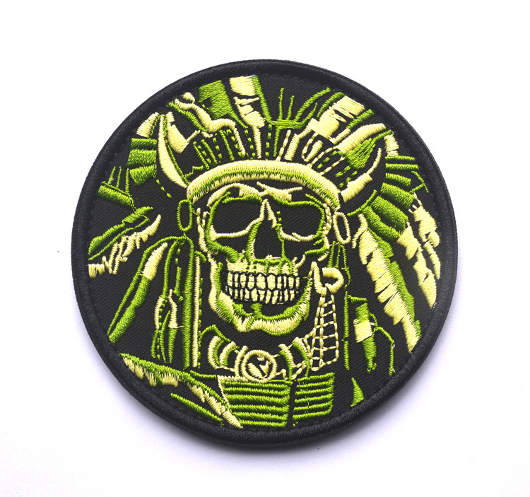 Minimally Designed Death Skull Embroidered Badge Velcro