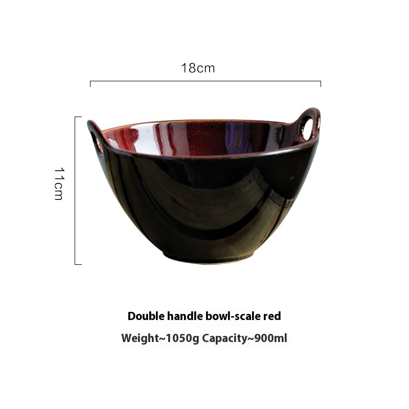 Home Individual Porcelain Creative Binaural Soup Noodles Trumpet Bowl - Image 3