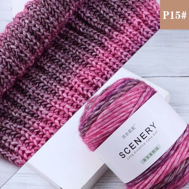Segment Dyed Rainbow Color Gradient Hand-woven Diy Thread Clothes Scarf Hat Cake Yarn - Image 8