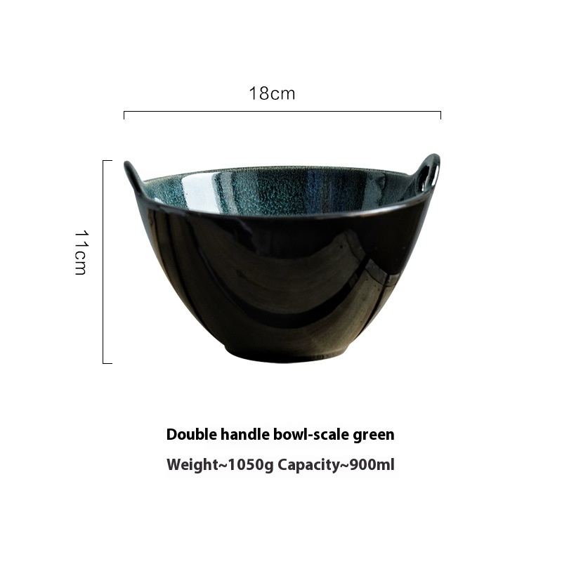 Home Individual Porcelain Creative Binaural Soup Noodles Trumpet Bowl - Image 2