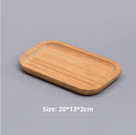 Japanese-style Bamboo Wooden Tray Rectangle Round Cake Pizza Tea Plate