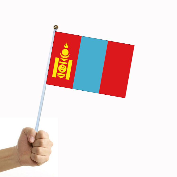 Mongolia Hand Signal Flag Polyester Double-sided Pattern With Flagpole