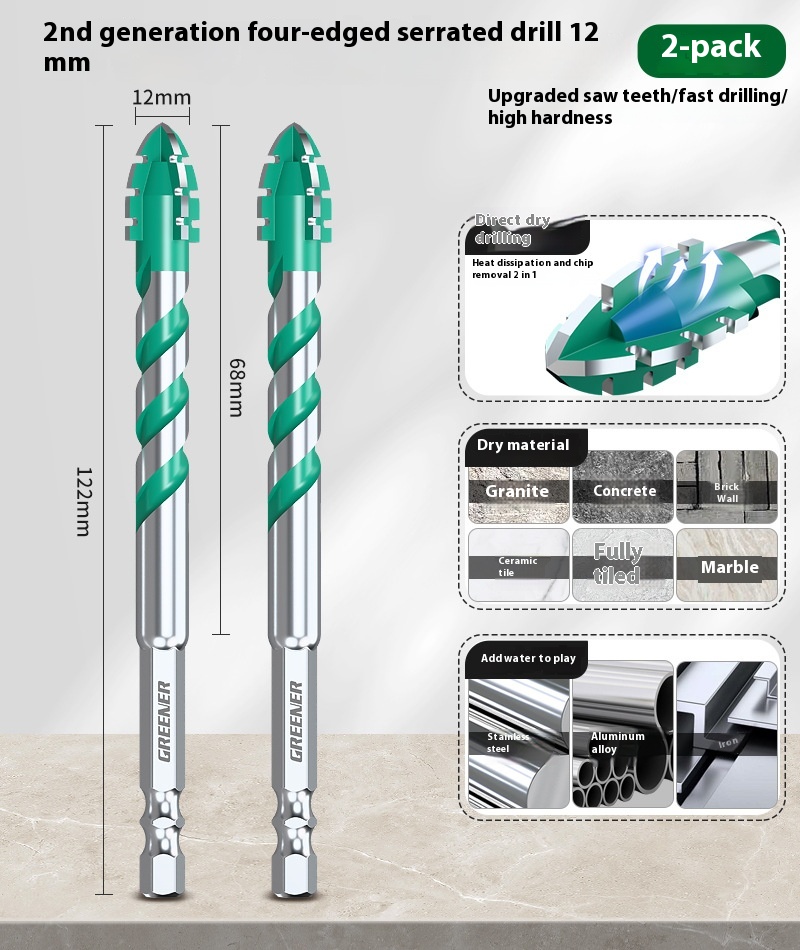 Four-blade Serrated Eccentric Bit Tile Concrete Punching Special - Image 21