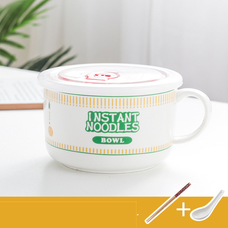 Japanese Creative Ceramic Instant Noodle Bowl With Lid - Image 11