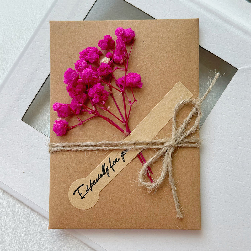 Starry Sky Dried Flower Handwritten Thank You Greeting Card