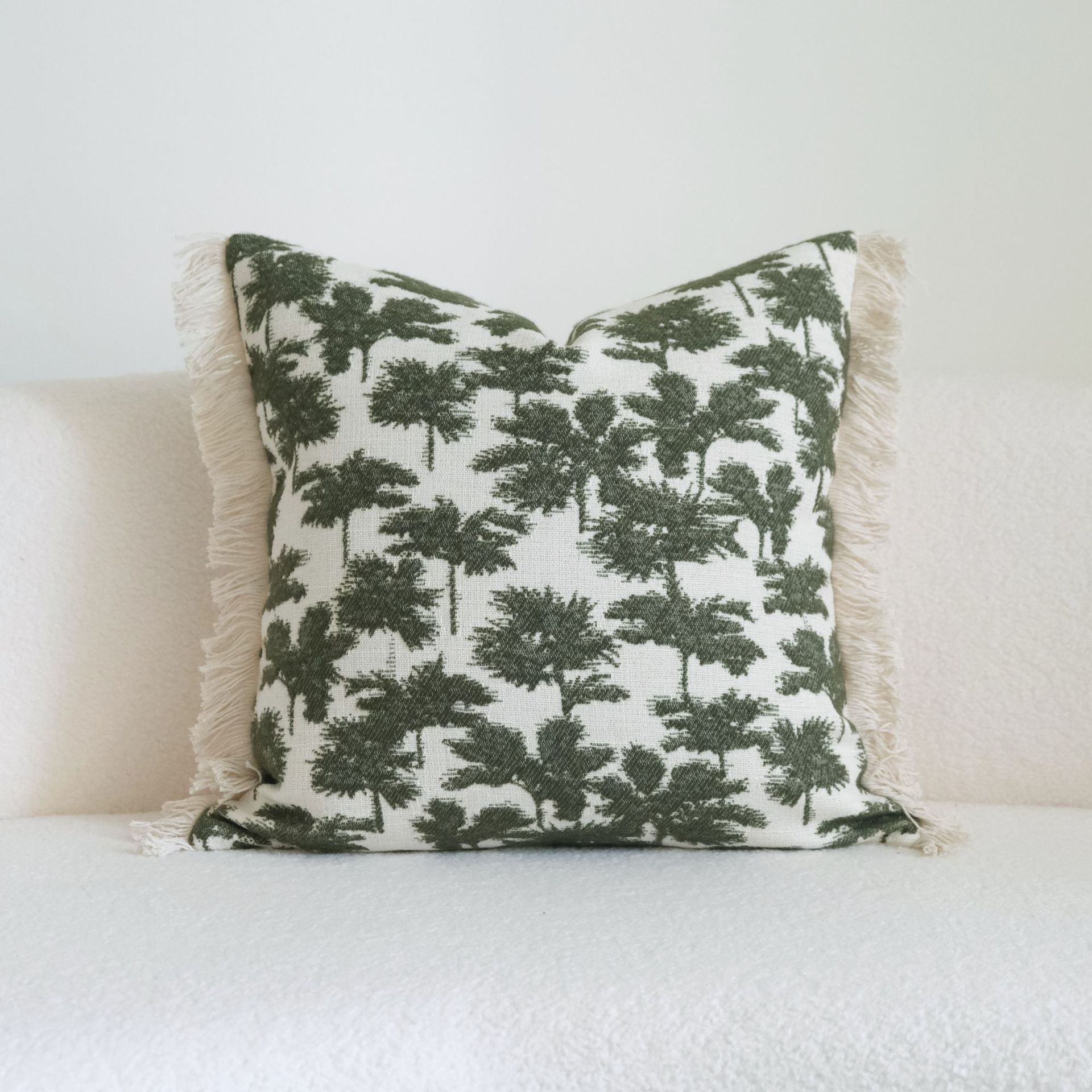 Green Cotton And Linen Tassel Hotel Sample Room Pillow - Image 2