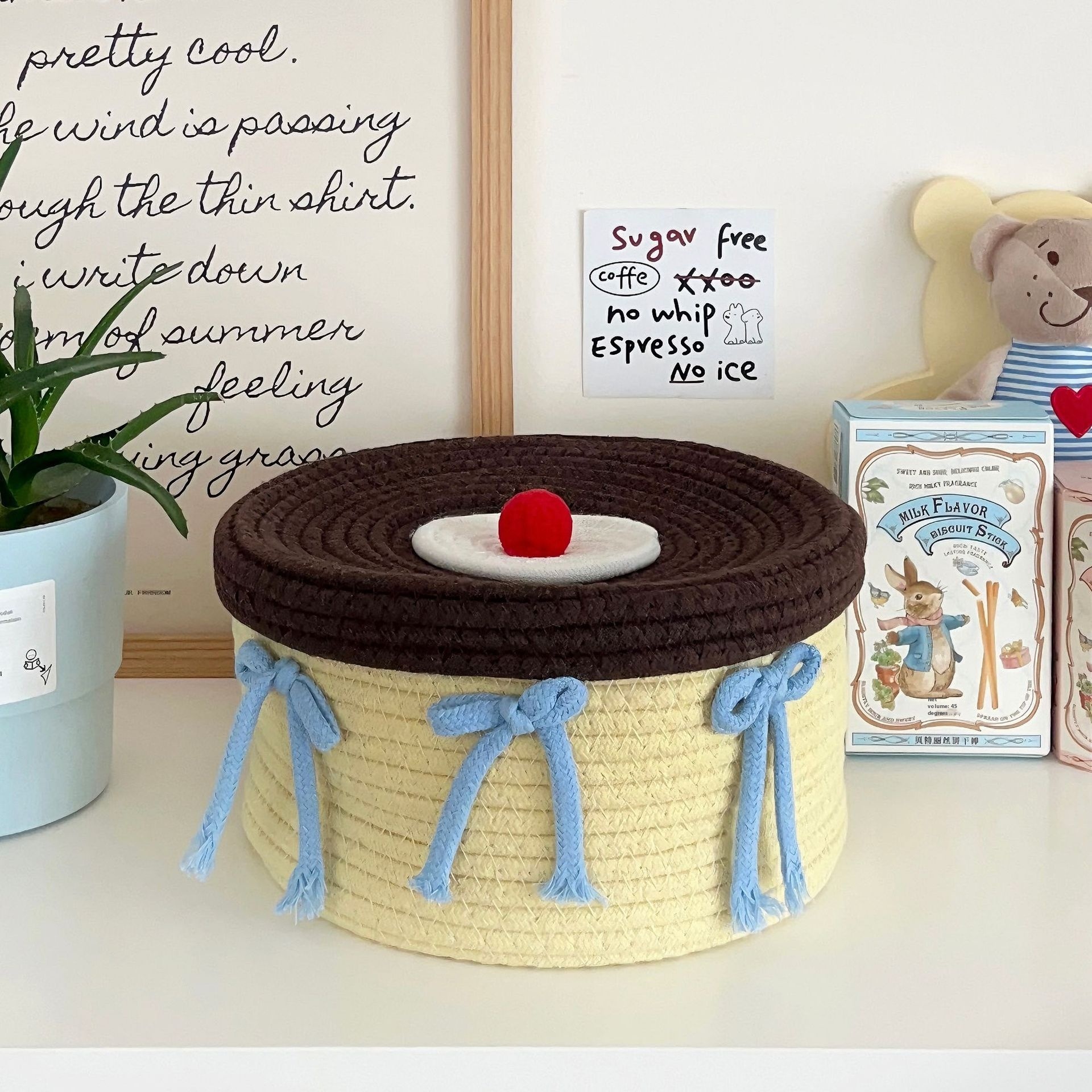 Cute Cotton Thread Woven Storage Basket - Image 3