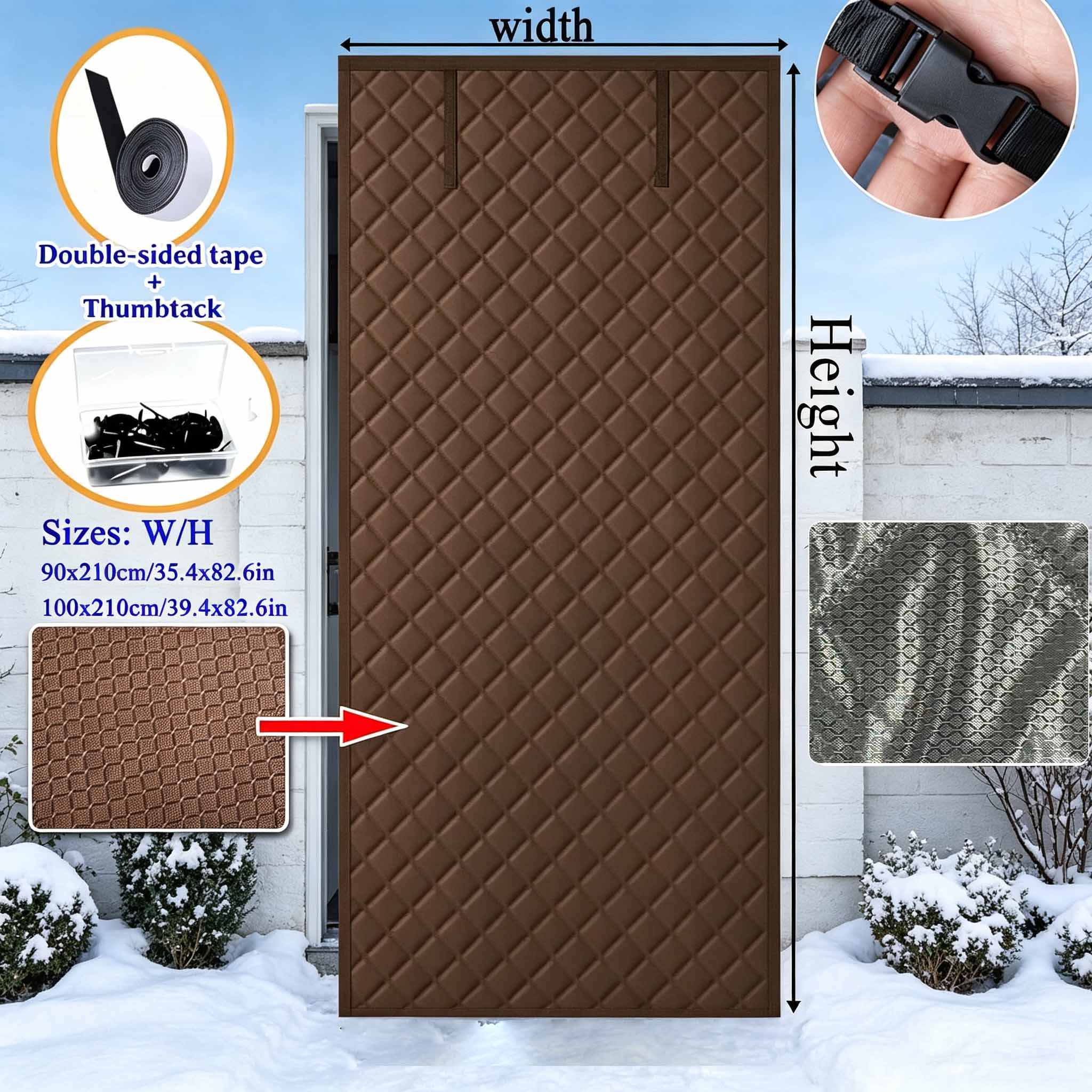 No Drill Thick Quilted Window Thermal Curtain, Wind Cold Insulation Foldable Roll Up Window Drape, Energy Saving Warm Window Cover For Home Rental Basement Winter Cold Protection