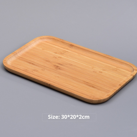 Japanese-style Bamboo Wooden Tray Rectangle Round Cake Pizza Tea Plate - Image 5
