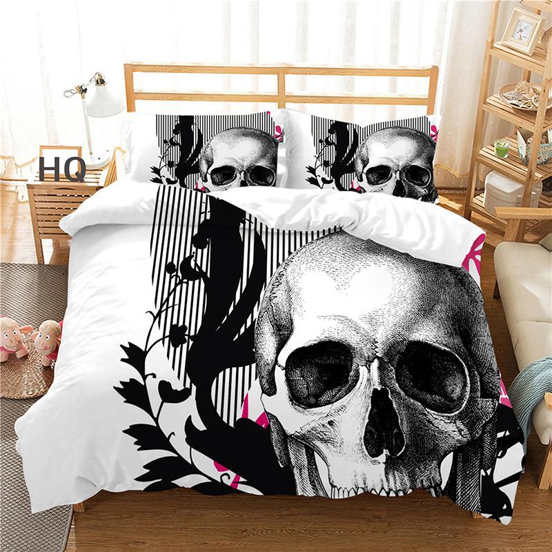 3D Digital Print Three Or Four-Piece Skull Pillowcase And Duvet Cover Set