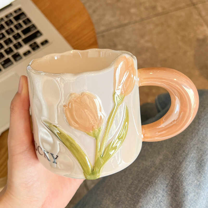Creative Tulip Ceramic Cute High Appearance Gift Couple Coffee Mug - Image 10