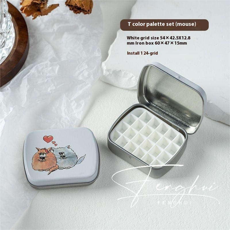 Manicure Watercolor One-piece Flip Small Iron Box 24-piece Portable Mini Palette - Image 20