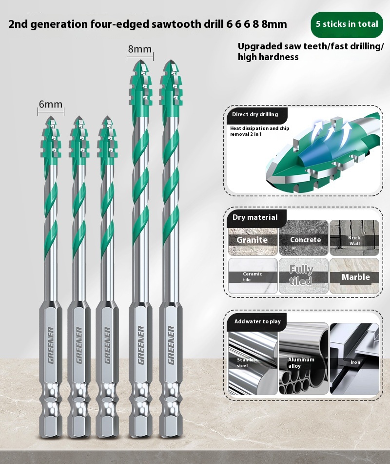 Four-blade Serrated Eccentric Bit Tile Concrete Punching Special - Image 8