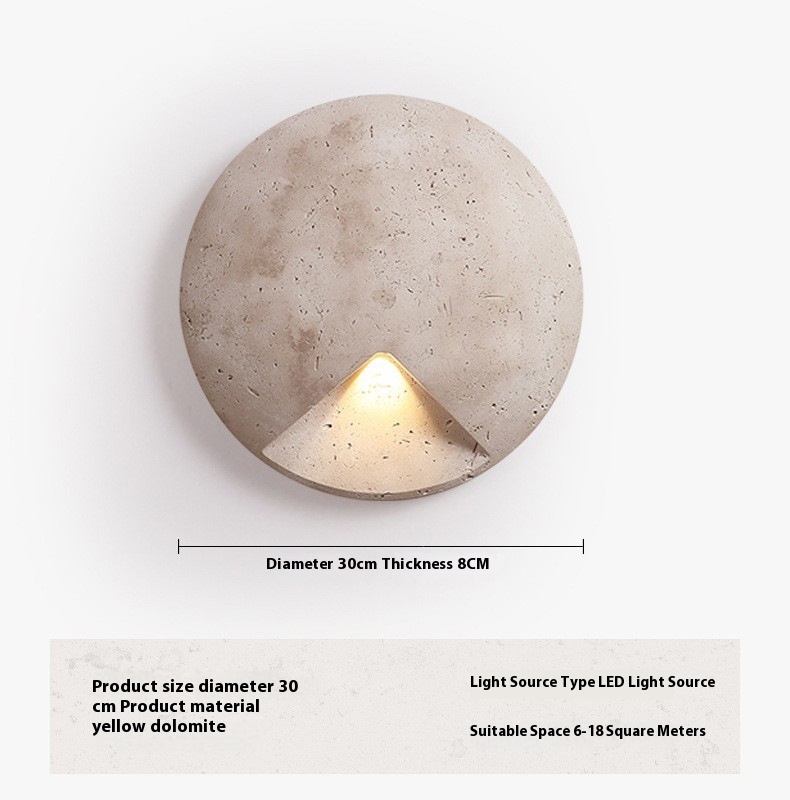 Yellow Cave Stone Round Silent Retro Wall Bedroom Bedside Aisle Stairs Atmosphere Wall Lamp - Image 2