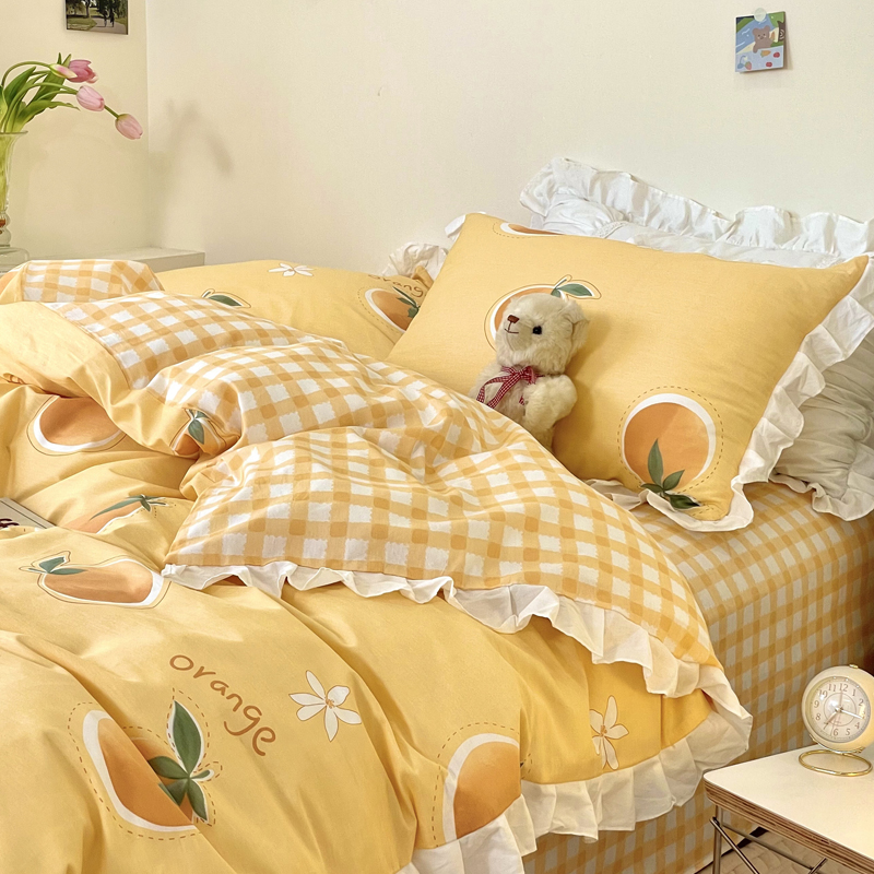 Small Floral Cotton Four-piece Bed Princess Style - Image 17