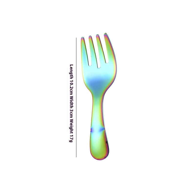 Stainless Steel Short Handle Round Head Shell Spoon Fork - Image 9