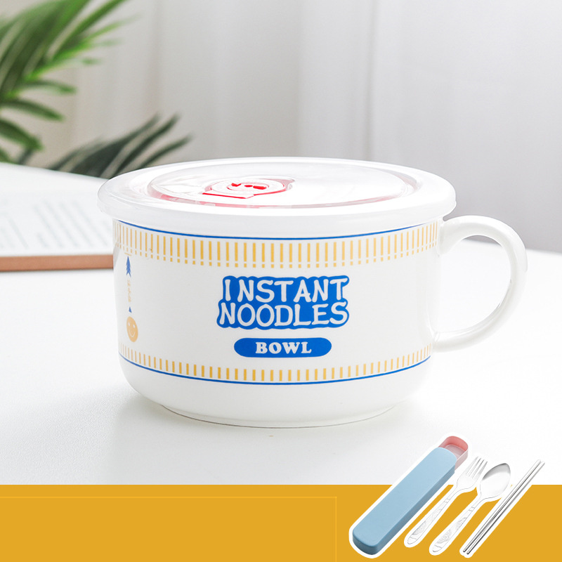 Japanese Creative Ceramic Instant Noodle Bowl With Lid - Image 20